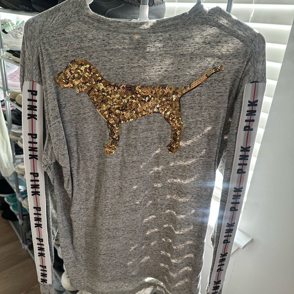 PINK Victoria's Secret Heather Gray Long Sleeve Top